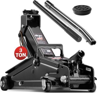 Deuba Gato Hidr&aacute;ulico 3 Toneladas Con Almohadilla De Goma Regulable Altura De Elevaci&oacute;n 135 A 400mm 4 Ruedas - Deuba