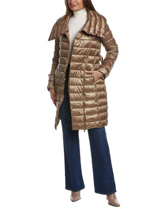 Via Spiga Asymmetrical Belted Puffer Coat
