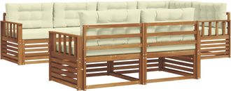 vidaXL Conjunto De Sof&aacute;s De Exterior 7 Uds. Natural Y Crema Vidaxl