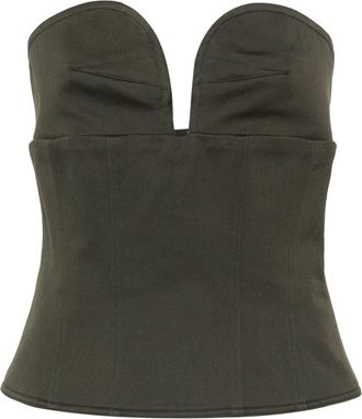 Max Mara Cacao bustier top - women - Cotton - 40 - Green