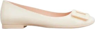 Roger Vivier Platte schoenen - Dames - Ballerinas - Beige - 35 1/2 EU - Leer - Schoenen