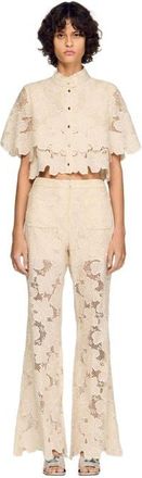 Sandro Guipure lace trousers in Ecru at Nordstrom, Size 36 Eu