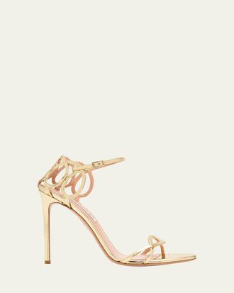 Aquazzura 105mm Hula Metallic Leather Sandals