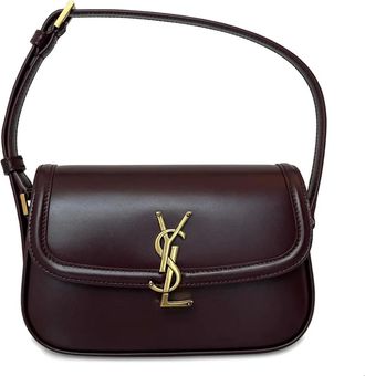 Saint Laurent Kleine Solferino leren schoudertas - Bruin