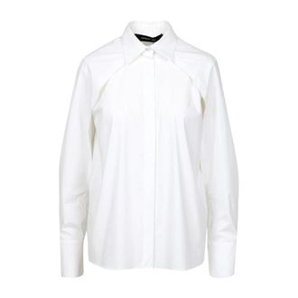 Federica Tosi Overhemden, Dames, Wit, M, Katoen, Shirt met Cape-schouder