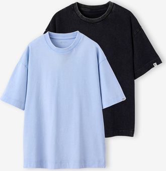 Jonen 2er-Pack Kinder T-Shirts JONEN, Oversized-Form himmelblau