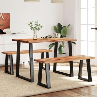 vidaXL Juego De Comedor Con Borde Vivo 3 Piezas Madera Maciza Acacia Vidaxl