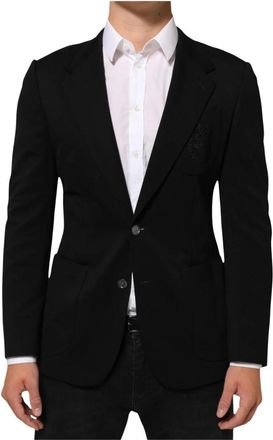 Dolce & Gabbana Viscose 2-Button Suit Jacket Blazer - Heren - Blazers - Zwart - M - Leer - Jassen