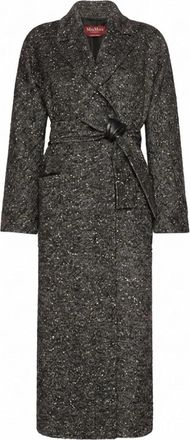 Max Mara Eroso Lange Jas - Dames - Jas met riem - Zwart - XS - Wol - Jassen