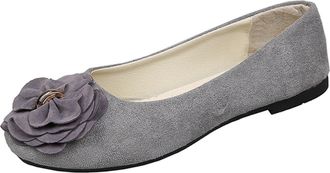 Generic Womens Ballet Flats, Elegant Flat Shoes with Flowers, Faux Suede, Classic Evening Shoes, Non-Slip Ballet Pumps, Wedding Shoes, Soft Sole, Loafer, Fold