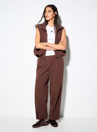 Icone Womens Elastic waist pleated nylon pant