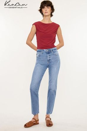 Kancan Ariana Essentials High Rise Straight Jeans in Medium Wash at Nordstrom, Size 27