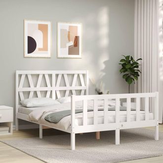 Berkfield Home Beautiful Bed Frame with Headboard White 120x200 cm Solid Wood