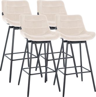 Clp Juego De 4 Taburetes De Bar Weston Giratorios Crema Terciopelo