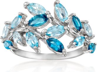 Ross-Simons Tonal Blue Topaz Vine Ring in Sterling Silver