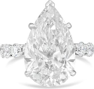Diana M. Jewels Platinum 10ct lab grown Pear Diamond Pav&eacute; Band Ring