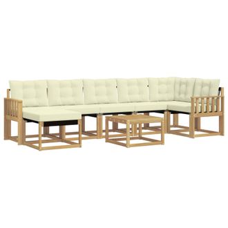 vidaXL Conjunto De Sof&aacute;s De Exterior Con Coj&iacute;n 8 Pcs Blanco Y Crema Vidaxl