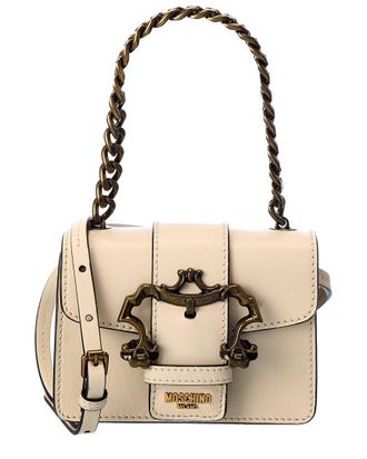 Moschino Padlock Detail Large Leather Crossbody