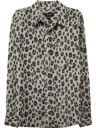 Karen Kane Womens Leopard Print Long Sleeve Shirt In Cream