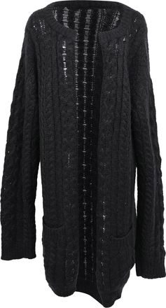 Christopher Kane Cable-knit Open-front Cardigan in Black Mohair