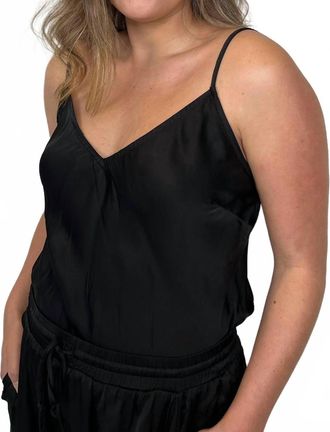 River + Sky Skye Ecosatin V-Neck Camisole In Black
