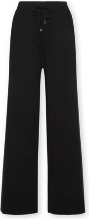 Elena Miro Palazzo gebreide broek met trekkoord - Dames - Wijde Broeken - Zwart - M - Polyester - Broeken