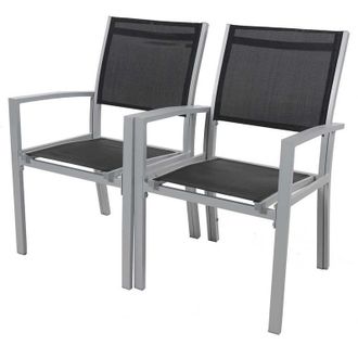Habitat et Jardin Poltrona da giardino Tropic in alluminio/textilene - Phoenix - Nero - Set da 2