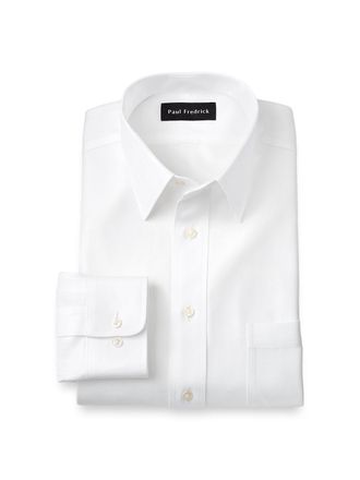 Paul Fredrick Slim Fit Non-iron Cotton Herringbone Point Collar Dress Shirt