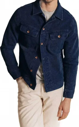 Taylor Stitch Long Haul Jacket In Rinsed Indigo Waffle