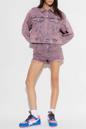 A Bathing Ape Denim Shorts With Raw Hem, Womens, Pink