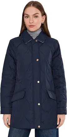 Lauren Ralph Lauren Onion Quilt Chambray Collar Womens Jacket Dark Navy : XS, Polyester
