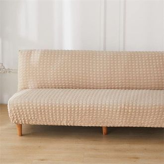 OEM Funda El&aacute;stica Para Sof&aacute; De 3 Plazas Sin Reposabrazos - Beige, Tejido El&aacute;stico Seersucker Para Sof&aacute;s Clic-clac O Rectos