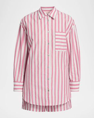 Papinelle Sleepwear Striped Cotton Shirting Boxer Pajamas
