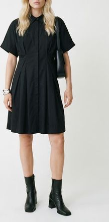 Vero Moda Friba Pleated Mini Shirtdress in Black at Nordstrom, Size X-Small