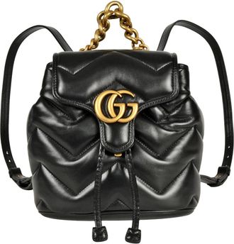 Gucci Gg Marmont Black Leather Backpack (Pre-Owned)