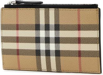 Burberry Mens Canvas Check Wallet Beige Polyurethane Cotton Leather