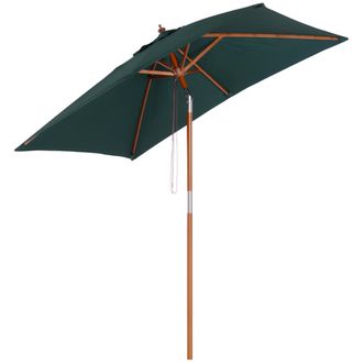 OUTSUNNY Sombrilla Parasol De Jard&iacute;n 200x150x235 Cm Sombrilla Rectangular Inclinable Con Doble Techo Y Poste Desmontable De Madera Para Terraza Patio