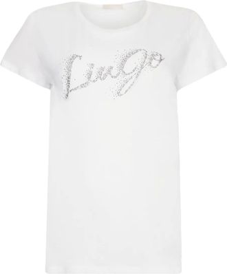 Liu Jo rhinestone-embellished logo T-shirt - women - Cotton - S - White