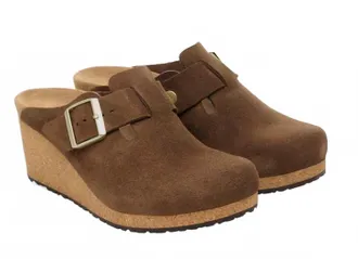 Birkenstock Womens Fanny Suede Leather Clog In Dark Tea