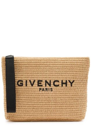 Givenchy Logo-embroidered Raffia Pouch - Natural - One Size