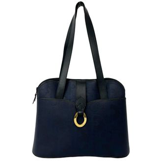 Dior Black Navy Leather Pvc Shoulder Bag Tote Bag (Pre-Owned)