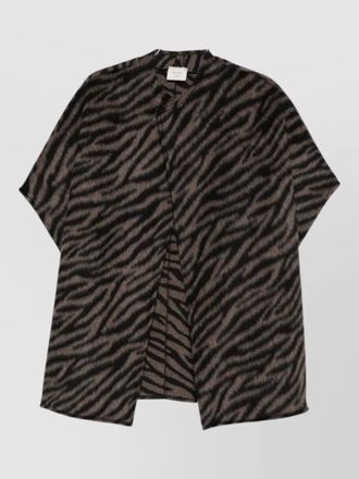 Alysi brushed tiger-print short-sleeve coat