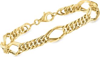 Ross-Simons 14kt Yellow Gold Geometric Oval-Link Bracelet