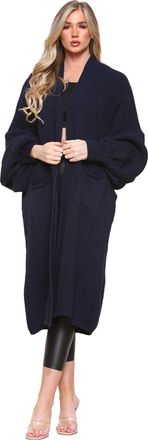 Janisramone Women s Cardigans, Open Front Chunky Knitted Cardigan, Balloon Sleeve Maxi Cardigan, Long Jumpers for Women UK, Oversized Fall Sweater with Pockets, W