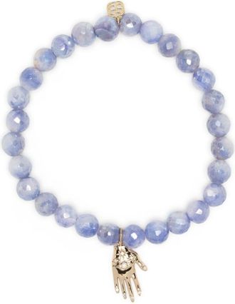 Sydney Evan 14kt yellow gold & diamond moonstone bracelet - women - Moon Stone - One Size - Purple
