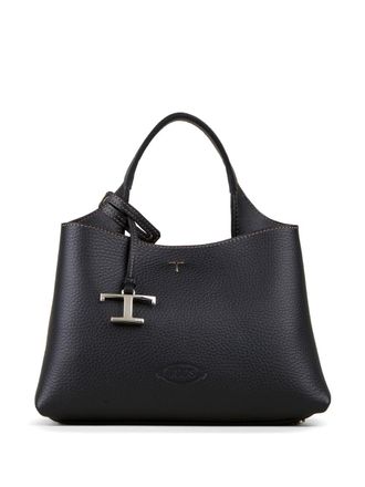 Tod's logo-pendant leather tote bag - Black