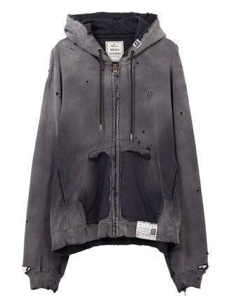 Miharayasuhiro sun faded zip-up hoodie - men - Cotton - 48 - Black