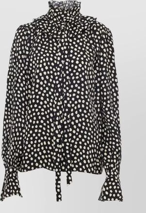 Chlo&eacute; turtle neck shirt polka dots ruffled collar