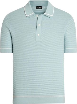 Ermenegildo Zegna Polo in cotone con ricamo logo - Blu