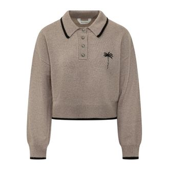 Palm Angels Polo a Maniche Lunghe - - Tops - Donna - Beige - S